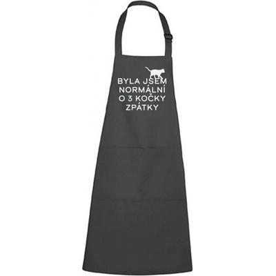 DOBRÝ TRIKO Zástěra s potiskem Byla jsem normální Antracitová