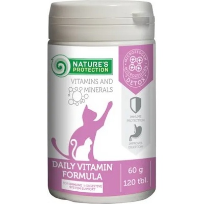 AKVATERA Nature's Protection Daily Vitamin Formula - ежедневни витамини за котки, 120 таблетки, Литва - 60 гр