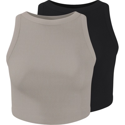 esmara Dámský žebrovaný crop top 2 kusy černá/šedá – Zboží Mobilmania