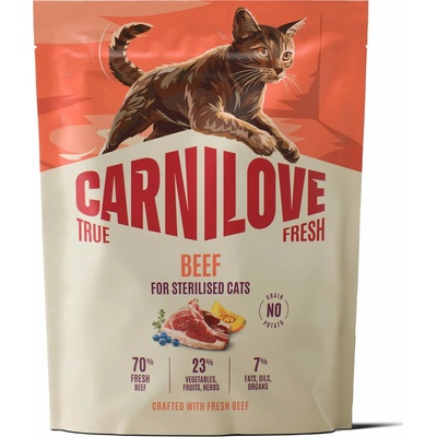 CARNILOVE TRUE FRESH CAT DRY BEEF for sterilised adult all BREEDS 0,4 kg