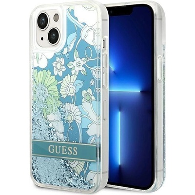 GUESS Кейс Guess GUHCP14SLFLSN за iPhone 14 6.1", зелен / зелен, твърд, Flower Liquid Glitter (GUE002222-0)