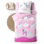 douceur d'intérieur Розово единично памучно детско спално бельо 140x200 cm Licorne - douceur d'intérieur (1641632)