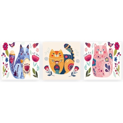 Wallity Детски картини в комплект от 3 броя 30x30 cm Cats - Wallity (564RMY1223)