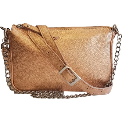 My Love bag kožená malá crossbody metalická růžová
