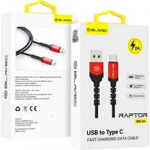 Blavec CRA-UC2BR30 USB na Type-C - 2A, 3m, černý, červený