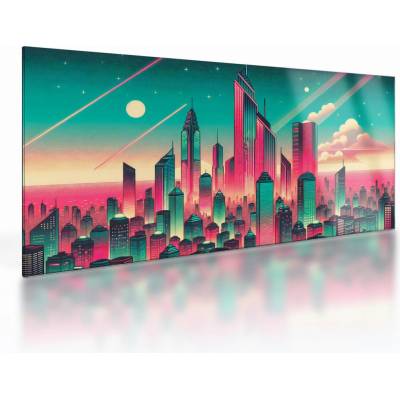 Sklenený obraz – Veľkomesto v pop-art štýle, jednodielne 100x50 cm na skle