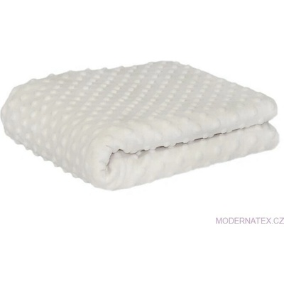 Látka minky puntík, 380 g/m², šíře 160 cm, metráž, bílá
