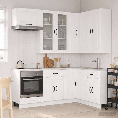 vidaXL Кухненски единица KALMAR 8 pcs Бяло Инженерна дървесина (3438457)