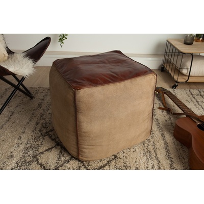 Invicta Interior Puf Mustang 45cm hnědé kožené plátno 39525