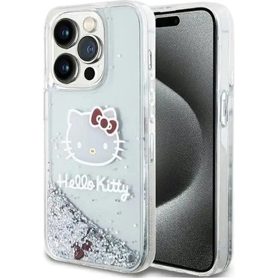 Hello Kitty Кейс Hello Kitty Liquid Glitter Charms Kitty Head за iPhone 15 Pro, сребрист (3666339186227)