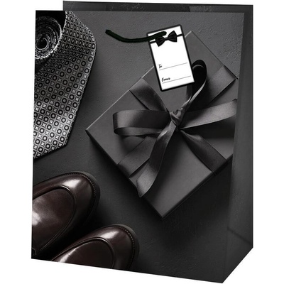 Taška dárková Medium matt 19 x 10,2 x 23cm TM - motiv pánské elegance