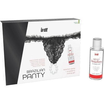 Intt Brazilian Black Panty With Pearls And Lubricant Gel 50 ml