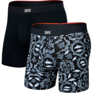 Saxx Мъжко синтетично термобельо Saxx Vibe Xtra Boxer Brief Fly 2-Pack Synthetic base layer - Backsplash / Black - размер M (014-2280-0511)