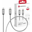 Forcell C237 USB-C na USB-C QC4.0 3A/20V PD60W, 1m, stříbrný
