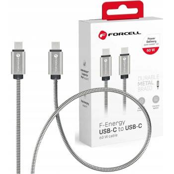 Forcell C237 USB-C na USB-C QC4.0 3A/20V PD60W, 1m, stříbrný