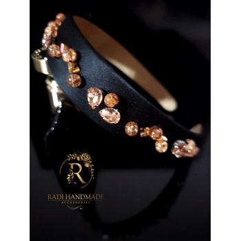 Image 1 of Radi handmade Широка диадема с камъни и оранжеви перли (662)