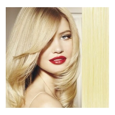 Clip in vlasy 63cm 100% ľudské - REMY 120g - najsvetlejšia blond