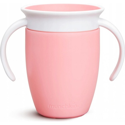 Munchkin Juniorský netekoucí hrneček 360°s oušky růžová zelená 207 ml