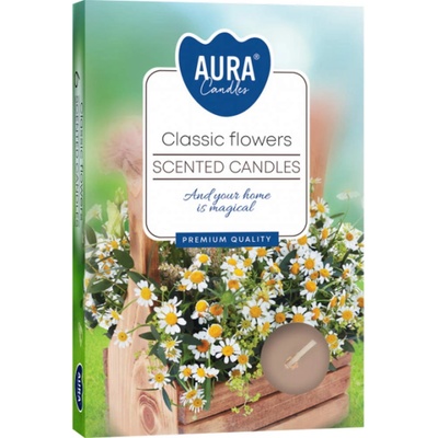 AURA 6 бр. чаени свещи aura с аромат на класически цветя (p15-336)