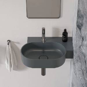 Omnires Lavoar suspendat Omnires Ovo M+ finisaj gri cenusa mat 55.5 cm dreapta (OVO555UWPAG)
