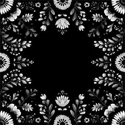 Takoy Panel na ušitie šatky umelý hodváb 73x73 black blossom