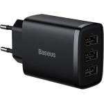 Baseus Зарядно адаптер Baseus Compact 3 X USB, 17W, Черно (BSU3467BLK)