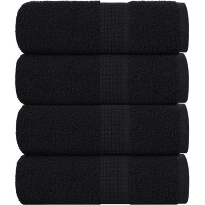 vidaXL Кърпи за гости FROGN 4 бр. Черни 30x50 см 360 г/м2 (136948)
