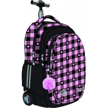 St. Majewski Ученическа раница с колелца, St. Right, Розови сърца, 44 x 32 x 25 см