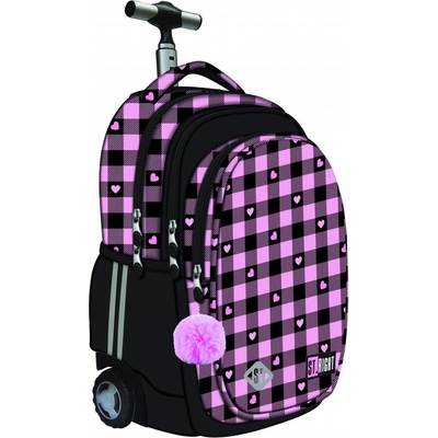 St. Majewski Ученическа раница с колелца, St. Right, Розови сърца, 44 x 32 x 25 см