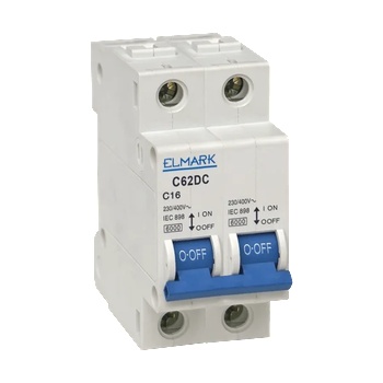 Image 1 of ELMARK АВТОМАТИЧЕН ПРЕДПАЗИТЕЛ 6 kA 62DC/6A 2P КРИВА C (41178)