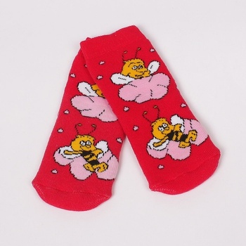 Сладки детски чорапки в червен цвят с пчеличка
