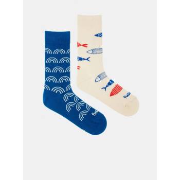 Fusakle vzorované ponožky Rybana Krémovo modré