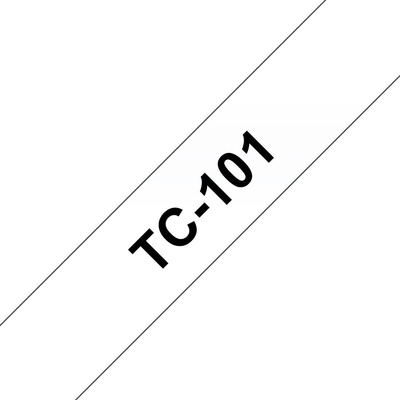 Brother TC-101, 12mm x 7,7m, čierna tlač / priehľadný podklad, originálna páska
