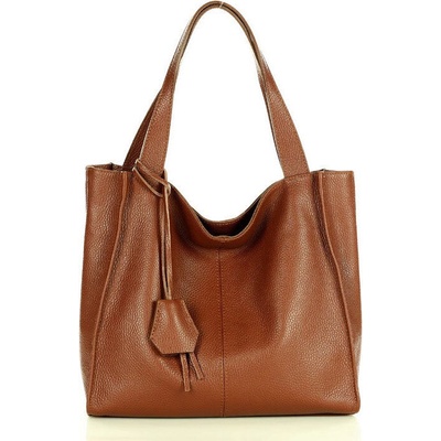 Mazzini GENUINE LEATHER Moderní kožená shopperka hnědá