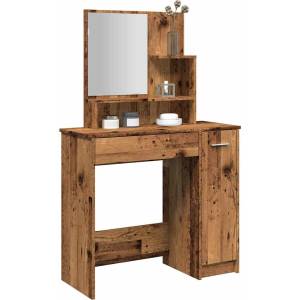 vidaXL Тоалетка с огледало от старо дърво 86, 5x35x136 cm (857009)