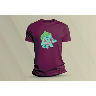 Sandratex dětské bavlněné tričko pokémon Bulbasaur vínová