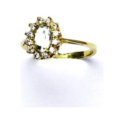 Čištín Zlatý prsten Kate žluté i bílé zlato přírodní green ametyst čiré zirkony T 1480