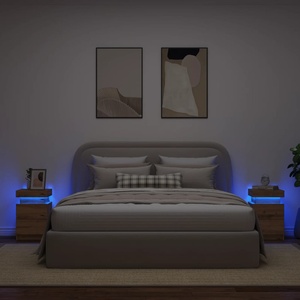 vidaXL Нощни шкафчета с LED 2 бр, 35x39x55 см, инженерно дърво (857657)