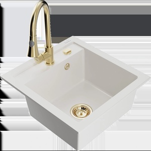 Mexen Vito гранитна кухненска мивка с 1-комора с кухненски миксер Ellia, бял (6503-20-670101-50)