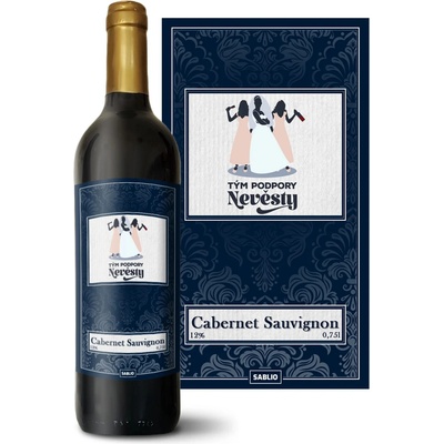 Sablio Tým podpory nevěsty Cabernet Sauvignon Červené víno 12 % 0,75 l (holá fľaša)