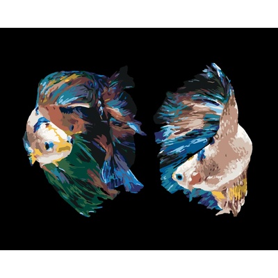 ZUTY Malování podle čísel DVĚ RYBY BOJOVNICE Rozměr 80 x 100 cm Rámování vypnuté plátno na rám