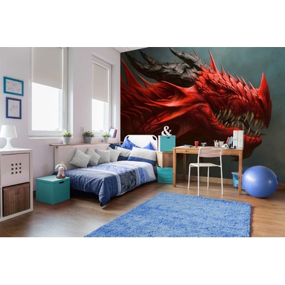 DIMEX ART Самозалепваща се флизелинова фототапета червен дракон 375 x 250 см