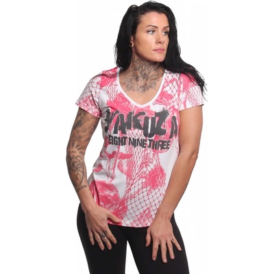 Yakuza Mesh Rose Curved V Neck GSB24132 Bílé