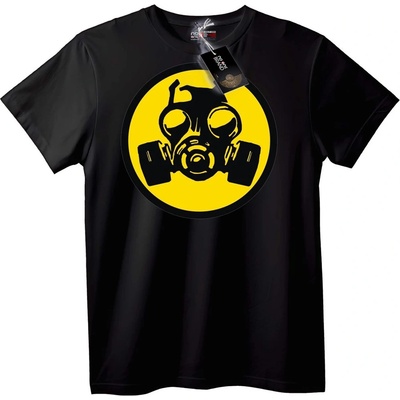 NOONEBRAND Тениска Жълт кръг Газова маска - M, Black