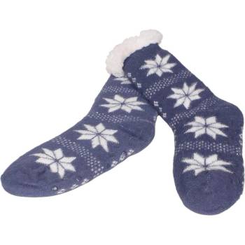 Дамски пухкави чорапи с коледен десен в тъмносиньо