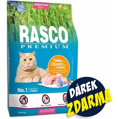 Rasco Premium Cat Kibbles Sensitive Turkey Chicory Root Lactic acid bacteria 2 kg