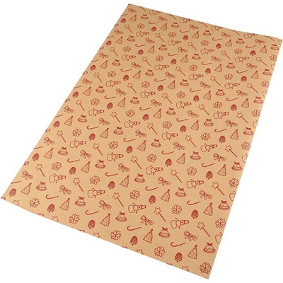 Balicí papír vánoční 49x69 cm Varianta: 1 hnědá přírodní červená, Balení: 20 ks