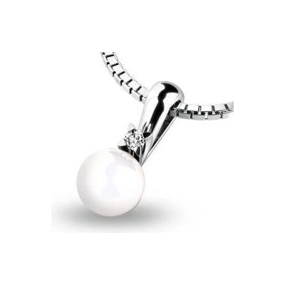 Pattic Zlatý perlový přívěsek s diamantem G10891B05