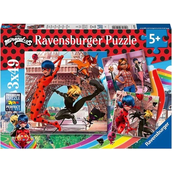 Ravensburger Детски пъзел Ravensburger от 3 x 49 части - Калинката и котарака (5189)