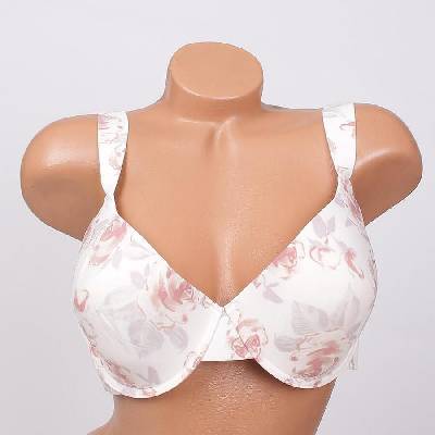 Лазерно изрязан сутиен в млечнобяло с рози - чашка d